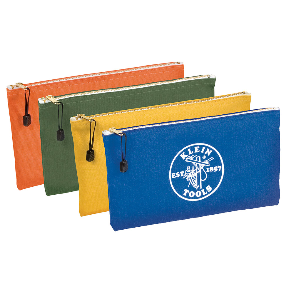 5140 Zippered Bags, Canvas Tool Pouches Olive/Orange/Blue/Yellow, 4-Pack - Image