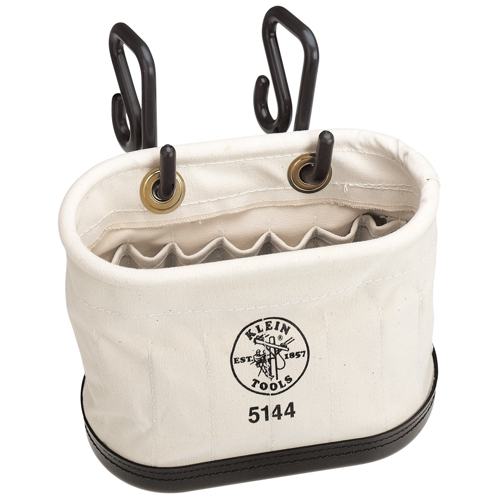 5144 Canvas Bucket, 15-Pocket Aerial Oval Bucket with Hooks - Image