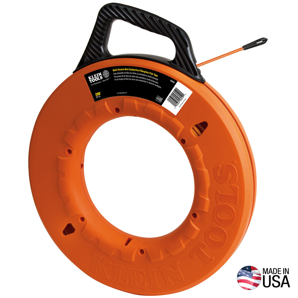 56059 Multi-Groove Fiberglass Fish Tape with Non-Conductive Leader, 200-Foot - Image