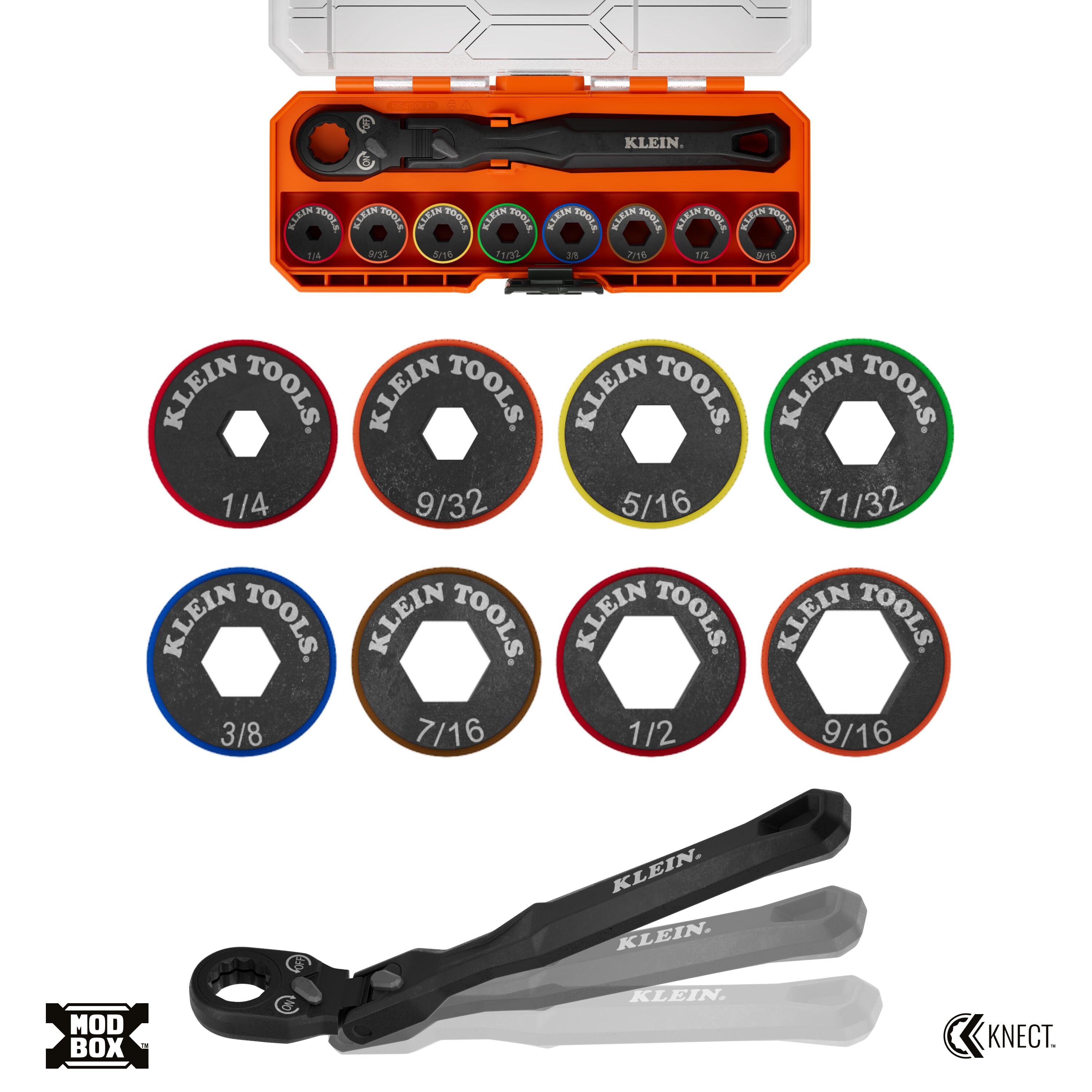 65430LP KNECT™ Ratcheting 9-in-1 Low-Profile Socket Wrench Set - Image