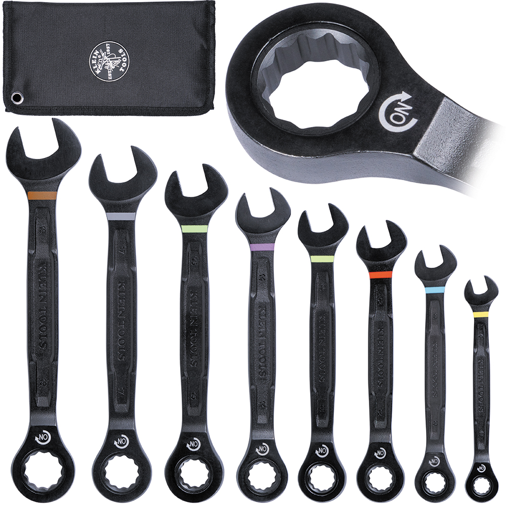 69408MG 90-Tooth Ratcheting Combo Wrench Set, Metric, 8-Piece - Image