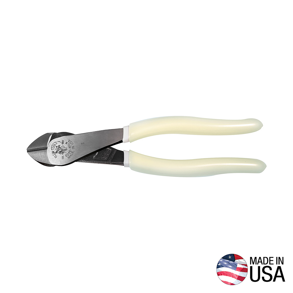 D2488GLW Diagonal Cutting Pliers, Angled Head, High-Visibility, 8-Inch - Image