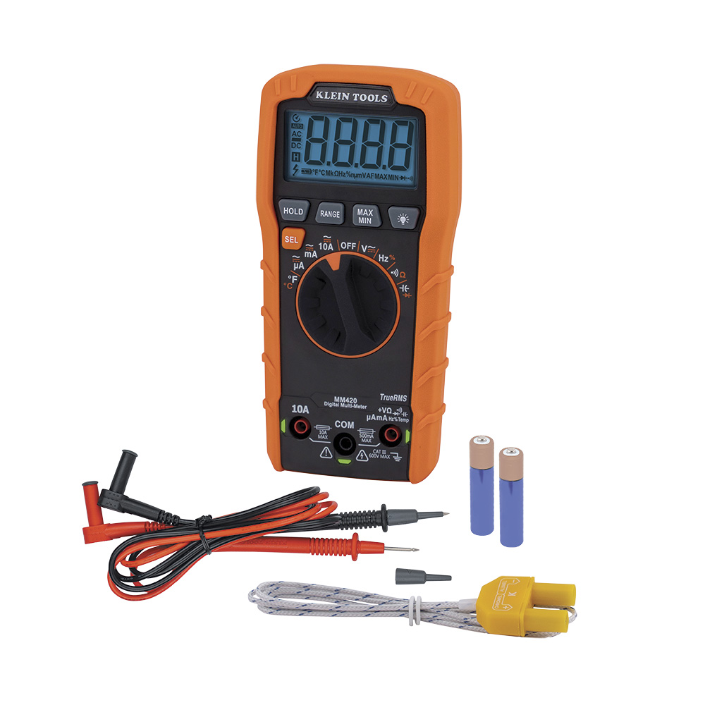 KLEI MM420 MULTIMETER, TRMS AUTO, 600V, TEMP