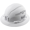 60401 Hard Hat, Vented, Full Brim Style, White Image