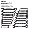 69418CG Ratcheting Combination Wrench Set, SAE/Metric, 18-Piece Image 1