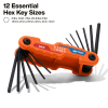 70590 Compact Folding Hex Key Set, 12-Key, SAE, Metric Sizes Image 1