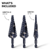 QRST2S Step Drill Bit Set, Quick-Release, Double Fluted, 3-Piece Image 1