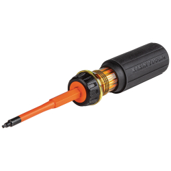 "Flip-Blade Insulated Screwdriver, 2-in-1, Square Bit #1 and #2"