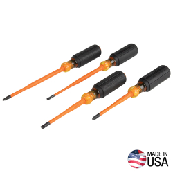 "Screwdriver Set, Slim-Tip Insulated Phillips, Cabinet, Square, 4-Piece"