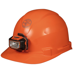 "Hard Hat, Non-Vented, Cap Style with Headlamp, Orange"