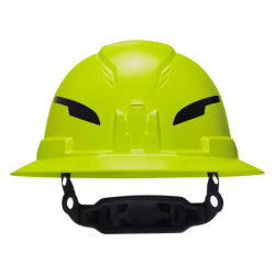 "Class E Type-2 Hard Hat, Non-Vented Full Brim Style with Strap, High Visibility Lime"