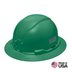 "Hard Hat, Non-Vented, Full Brim Style, Green"