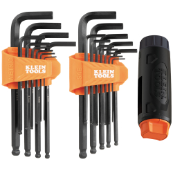 "Long Ball-End Hex Key Set with Handle, SAE and Metric, 22-Piece"