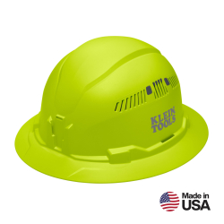 60911 Hard Hat, Vented, Full Brim Style, High Visibility Lime Image 