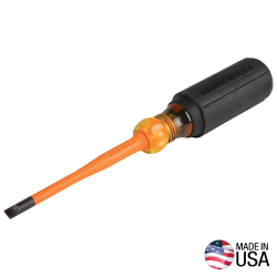 6924INS Slim-Tip Insulated Screwdriver, 1/4-Inch Cabinet, 4-Inch Round Shank Image