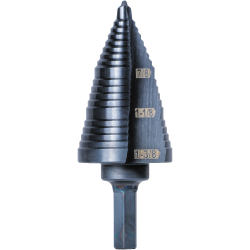 KTSB15 3-Step Drill Bit, 3/8-Inch Hex, Double Straight Flute, 7/8-Inch to 1-3/8-Inch Image 