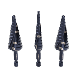 QRST2S Step Drill Bit Set, Quick-Release, Double Fluted, 3-Piece Image 